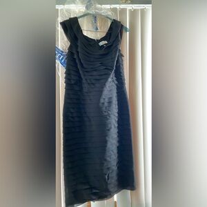 Adrianna Papell Black Layered Midi Dress